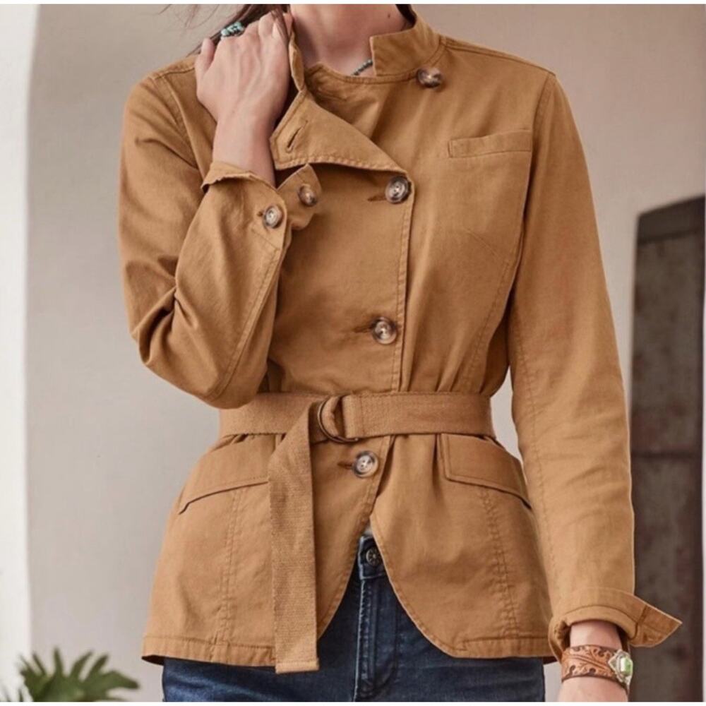 Sundance Journeyer Belted Utility Jacket Camel Tan Brown Classic Women’s Small